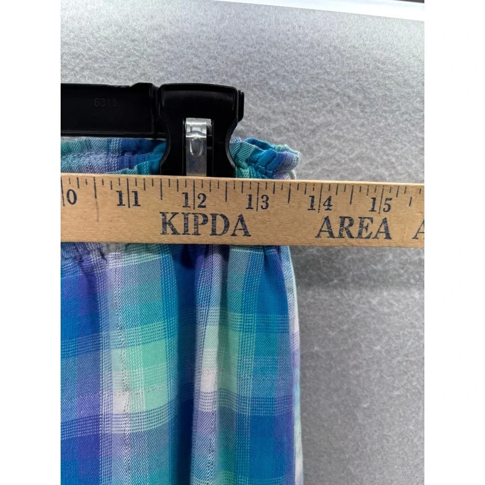 Victoria's Secret Pajama Set Women Small Teal‎ Purple Plaid Metallic